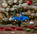 [2D FLAT ACRYLIC] Vintage Blue Truck Christmas Ornament | Charming Holiday Tree Decor