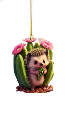 [2D FLAT ACRYLIC] Charming Hedgehog Christmas Ornament – Acrylic Woodland Animal Decor for Tree & Car