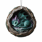 [2D FLAT ACRYLIC] Sleeping Dragon Christmas Ornament – Layered Fantasy Decor Gift