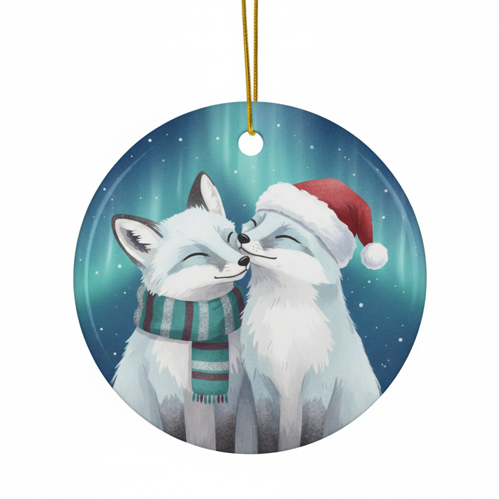 [2D FLAT ACRYLIC] Winter Fox Couple Ornament | 2D Flat Acrylic Ornament | Arctic Fox Christmas Decoration | Cute Animal Tree Ornament | Holiday Gift 2025