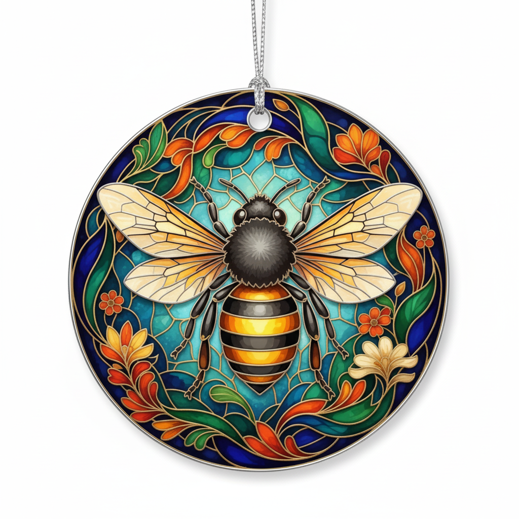 [2D FLAT ACRYLIC] Acrylic Honey Bee Christmas Ornament | Charming Holiday Tree Decor | Thoughtful Gift for Bee Lovers