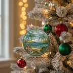 [2D FLAT ACRYLIC] Stunning Hawaii Christmas Ornament – Faux Stained Glass Ceramic Keepsake