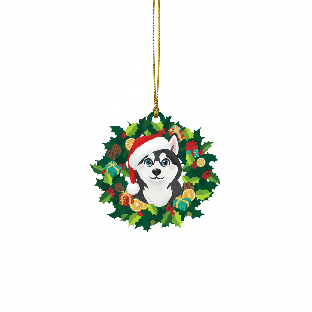 [2D FLAT ACRYLIC] Alaskan Malamute Christmas Ornament – Festive Dog Lover Keepsake Gift