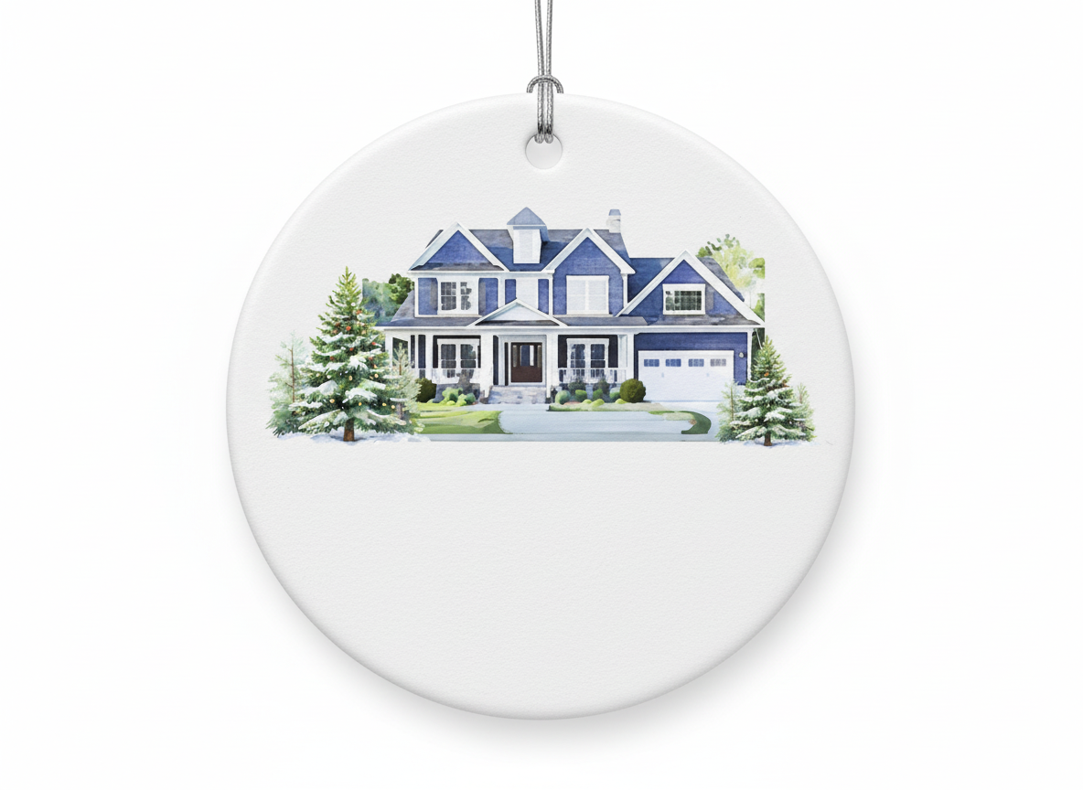 [2D FLAT ACRYLIC] Personalized New Home Photo Ornament – Custom Housewarming Christmas Gift
