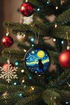 [2D FLAT ACRYLIC] Starry Night Black Cat Ornament – Van Gogh Inspired Suncatcher Gift for Cat Lovers
