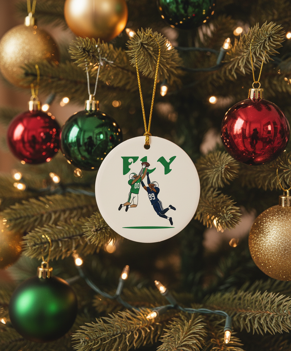 [2D FLAT ACRYLIC] Saquon Barkley Hurdle Play Football Christmas Ornament – Iconic Eagles Fan Gift