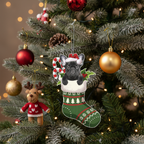 [2D FLAT ACRYLIC] Adorable French Bulldog Christmas Ornament | Festive Holiday Decor & Dog Lover Gift