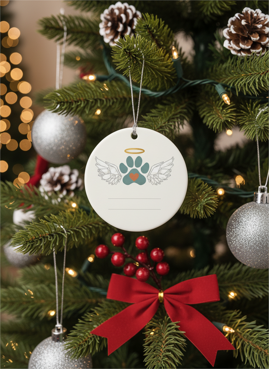 [2D FLAT ACRYLIC] Angel Wing Pet Memorial Ornament | Remembrance Gift for Loss of Dog or Cat