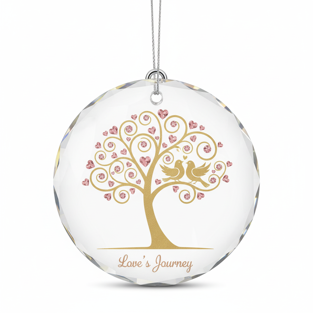 [2D FLAT ACRYLIC] 45th Sapphire Wedding Anniversary Glass Ornament – Keepsake Gift for Parents & Couples