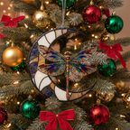 [2D FLAT ACRYLIC] Dragonfly Moon Suncatcher Ornament – Acrylic Window Hanging Decor