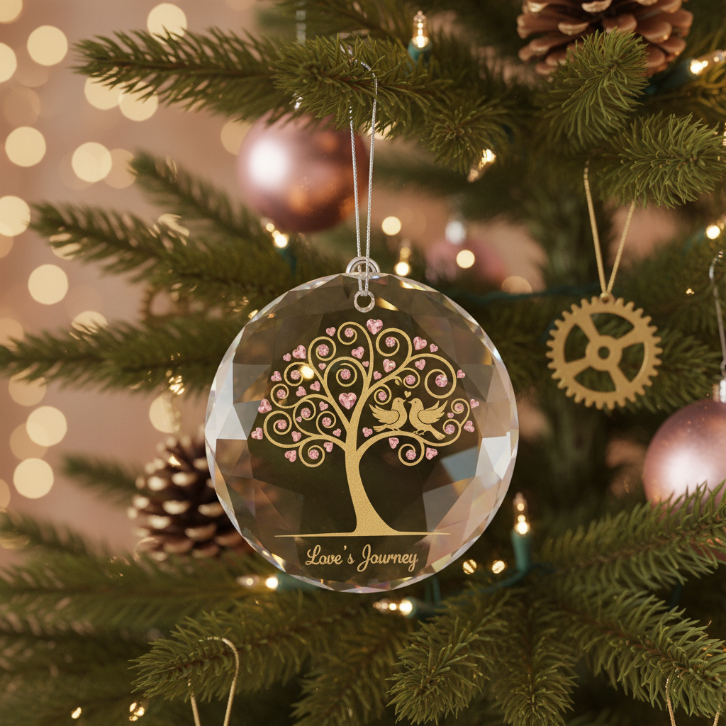 [2D FLAT ACRYLIC] 45th Sapphire Wedding Anniversary Glass Ornament – Keepsake Gift for Parents & Couples