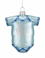 [2D FLAT ACRYLIC] Baby's First Christmas Blue Onesie Glass Ornament – Handcrafted Keepsake Gift