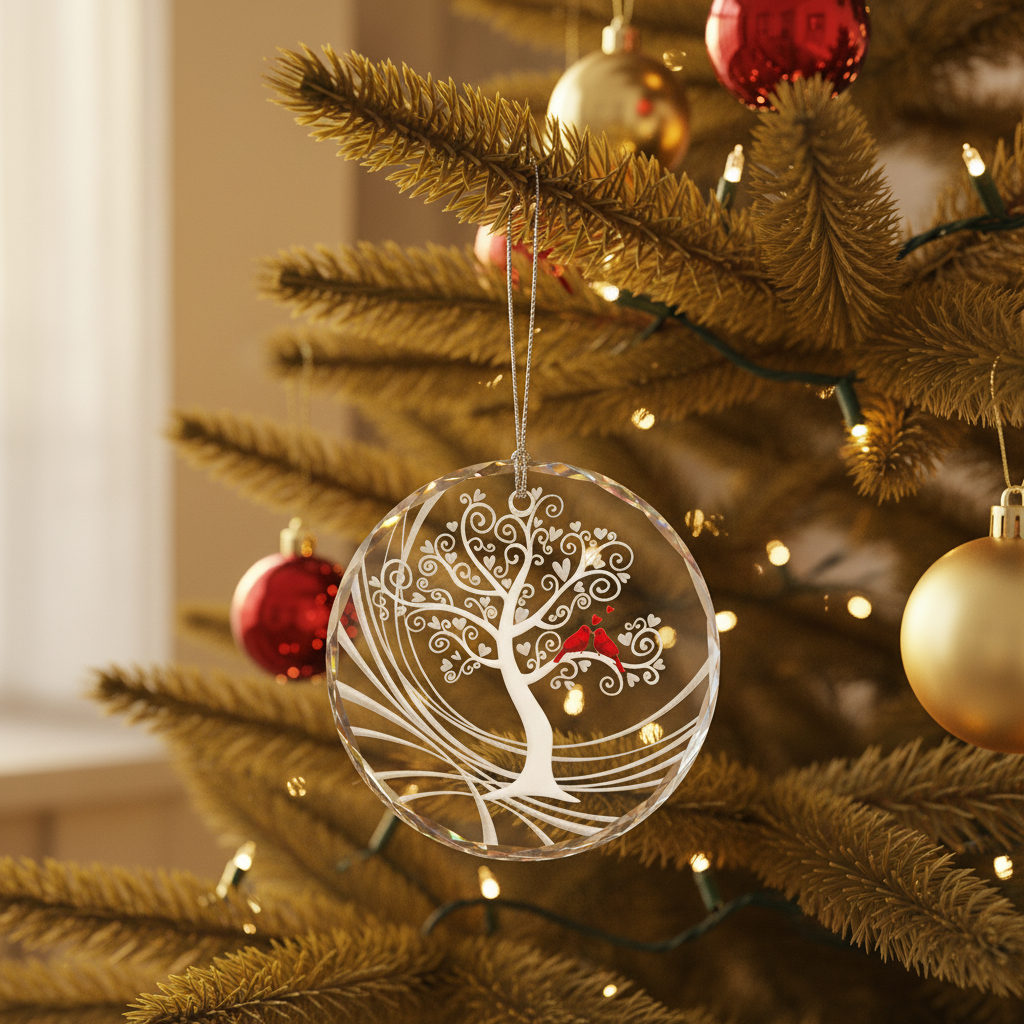 [2D FLAT ACRYLIC] 60th Diamond Wedding Anniversary Glass Ornament – Keepsake Gift for Parents & Couples