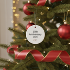[2D FLAT ACRYLIC] 10th Wedding Anniversary Ornament 2025 – Ceramic Keepsake Gift for Couples