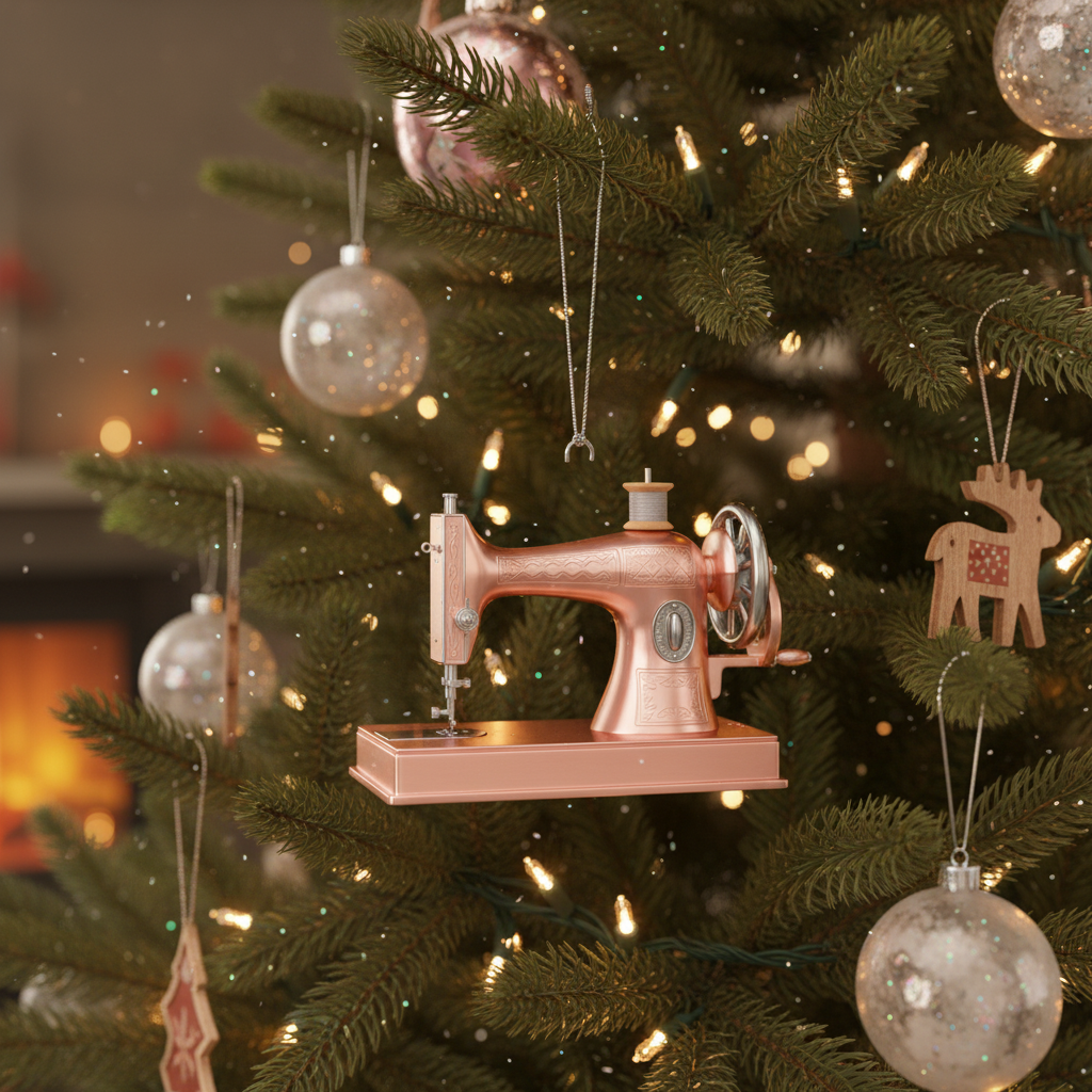 [2D FLAT ACRYLIC] Personalized Sewing Machine Christmas Ornament – Custom Gift for Seamstress