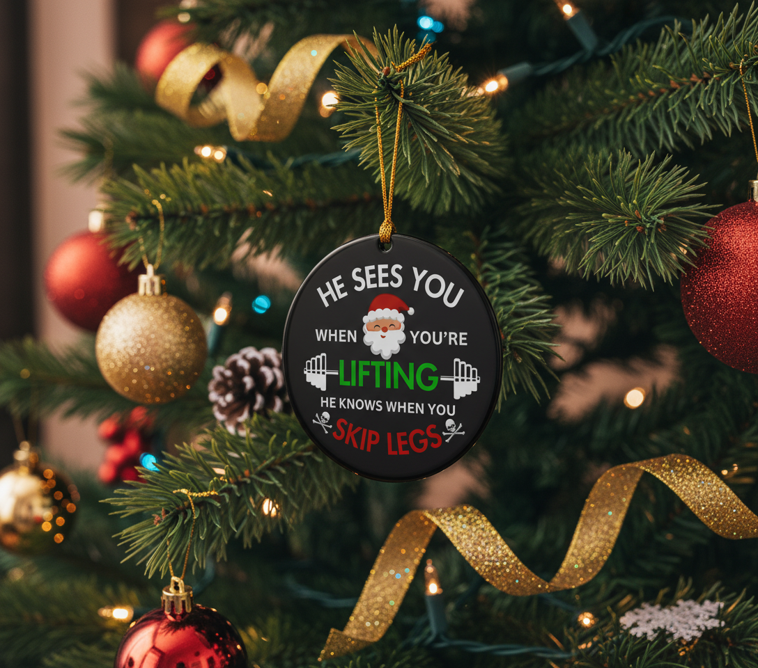 [2D FLAT ACRYLIC] Funny 'Skip Leg Day' Gym Ornament – Weightlifting Christmas Gift for Fitness Lovers