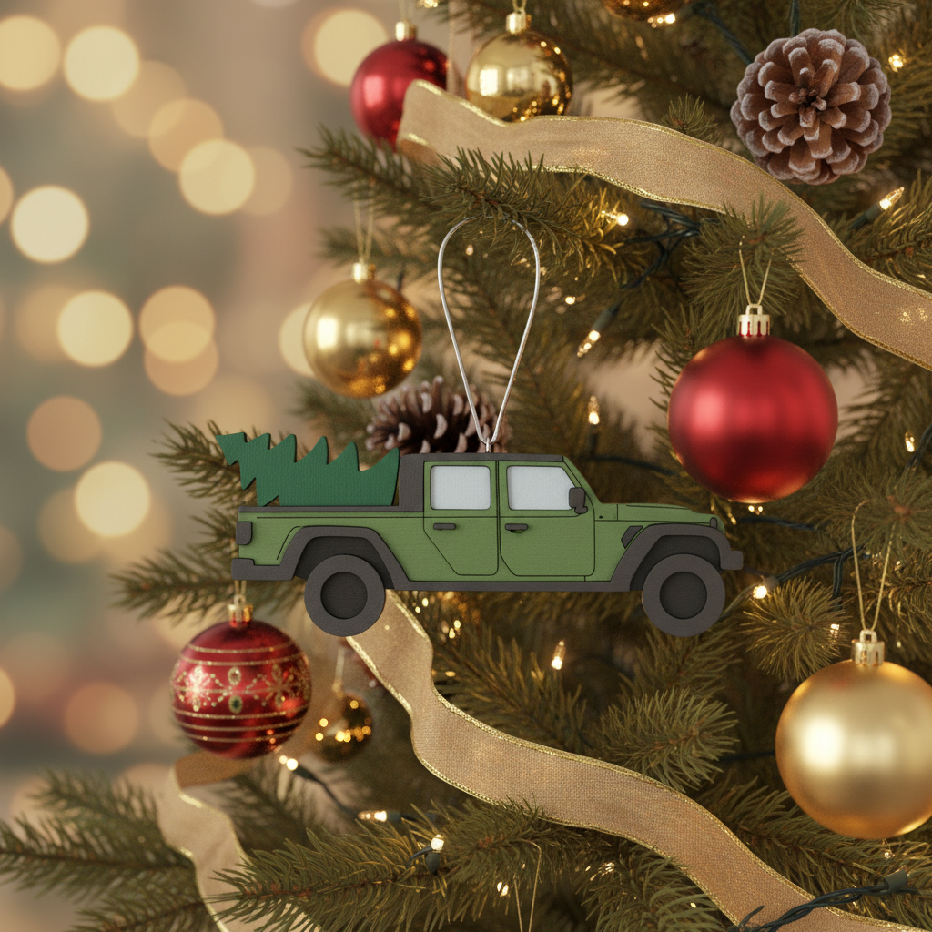 [2D FLAT ACRYLIC] Big Rig Semi Truck Christmas Ornament | Festive Holiday Decor for Truck Drivers
