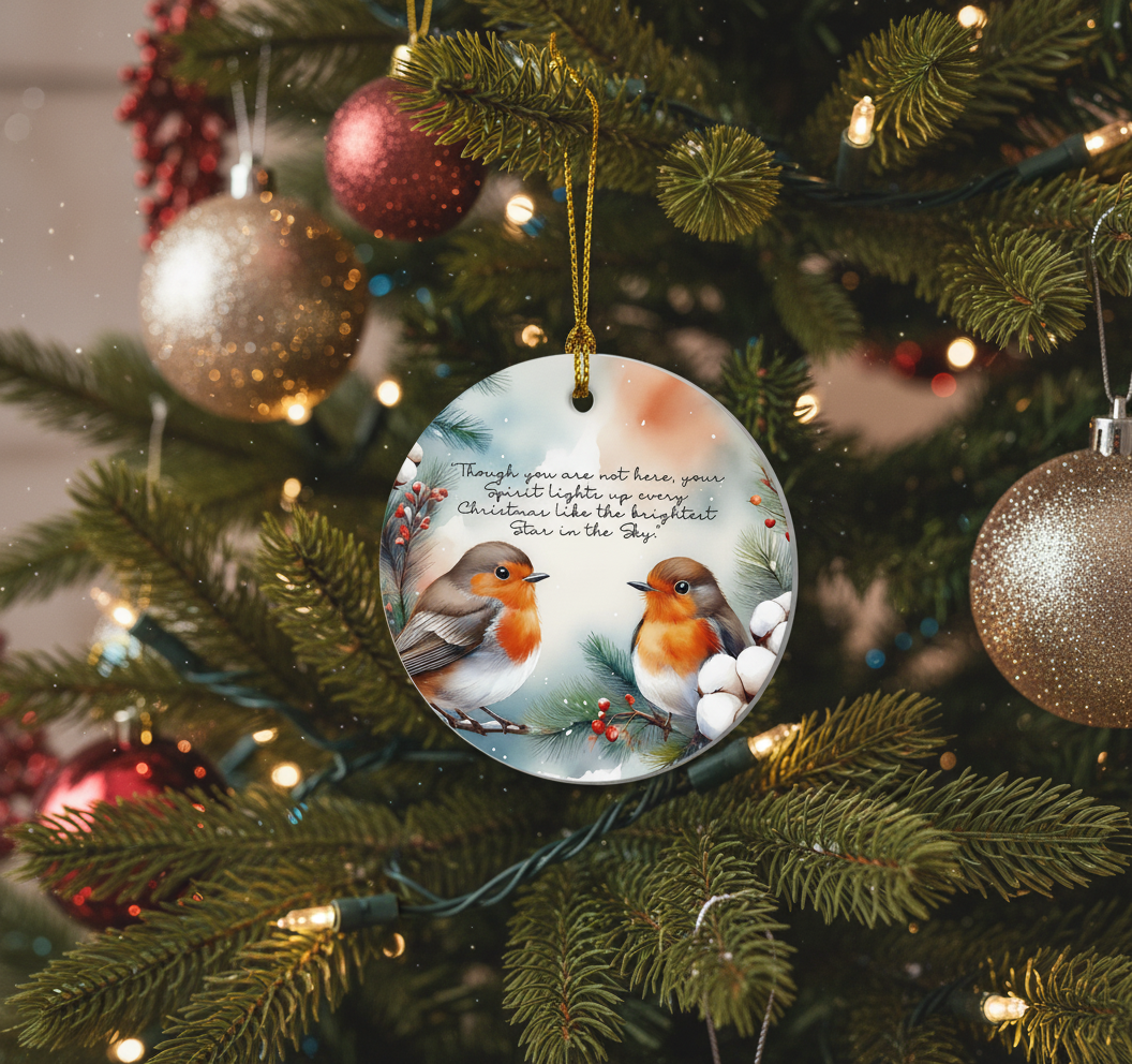[2D FLAT ACRYLIC] Robin Remembrance Christmas Ornament - Loss of Loved One Keepsake