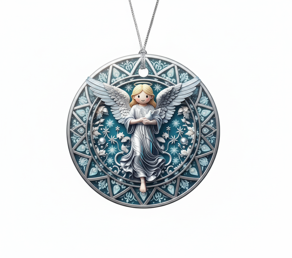 [2D FLAT ACRYLIC] Personalized Angel Christmas Ornament – Custom Ceramic Holiday Keepsake Gift