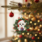 [2D FLAT ACRYLIC] Bichon Frise Christmas Ornament – Festive Dog Lover Keepsake & Car Charm