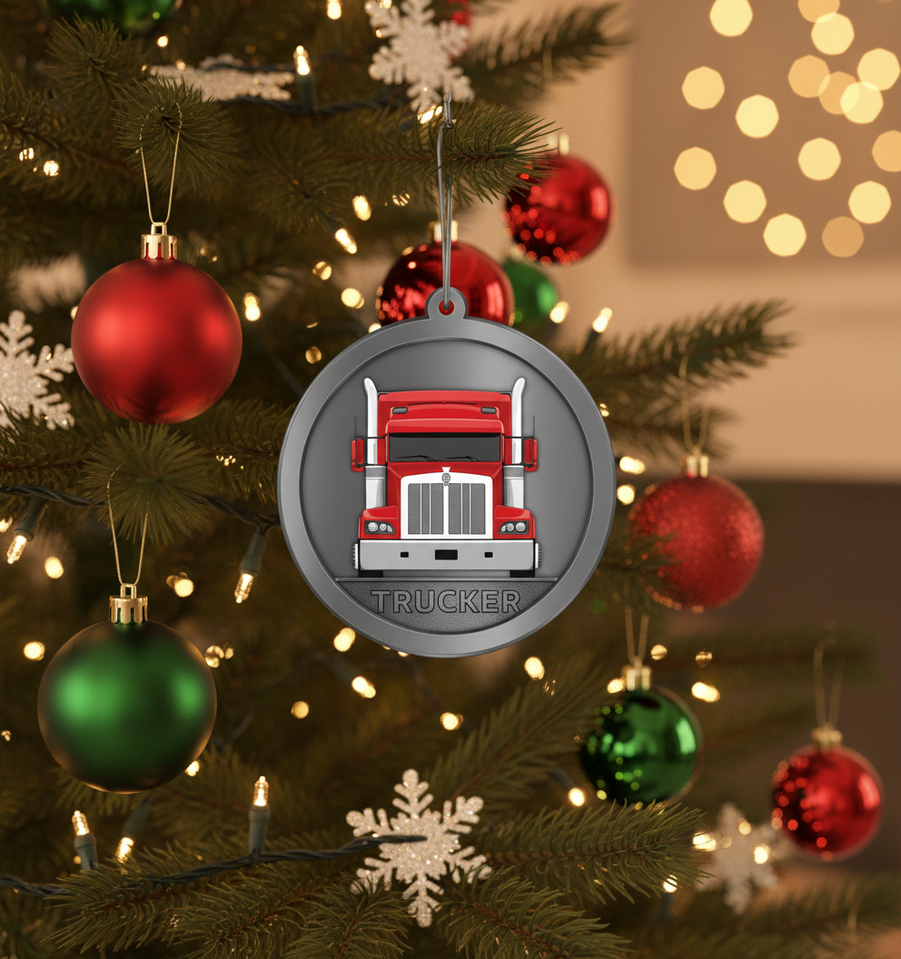 [2D FLAT ACRYLIC] Truck Driver Christmas Ornament | Keepsake Trucker Gift for Holiday Decor