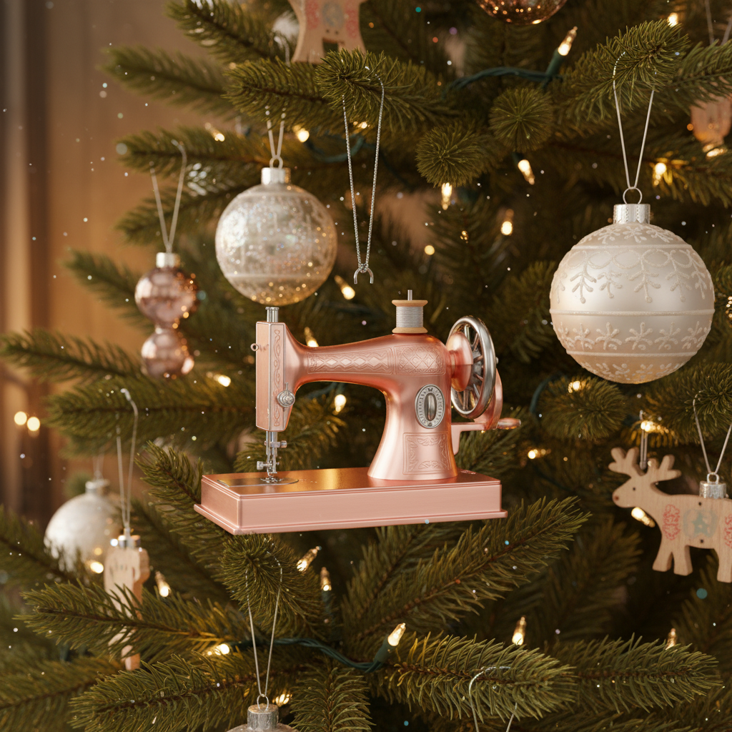 [2D FLAT ACRYLIC] Personalized Sewing Machine Christmas Ornament – Custom Gift for Seamstress