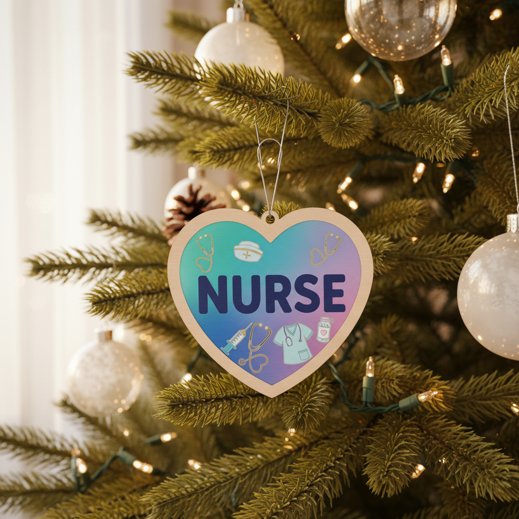 [2D FLAT ACRYLIC] Musical Nurse Christmas Ornament with Touch-to-Play Song – Keepsake Nurse Gift