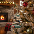 [2D FLAT ACRYLIC] Book Tree Christmas Ornament ( Acrylic) – 2025 Gift for Book Lovers