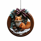 [2D FLAT ACRYLIC] Woodland Fox Christmas Ornament – Rustic or Acrylic Holiday Decor