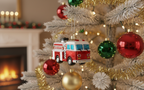 [2D FLAT ACRYLIC] Glass Fire Truck Christmas Ornament | Collectible Holiday Decor & Firefighter Gift
