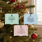 [2D FLAT ACRYLIC] Book Lover Christmas Ornament – Ceramic Gift for Readers