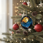 [2D FLAT ACRYLIC] Full Moon Stained Glass Style Ornament – Real Glass Holiday Decor