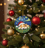 [2D FLAT ACRYLIC] Black Labrador Red Truck Christmas Ornament | Double-Sided Aluminum Keepsake 2024