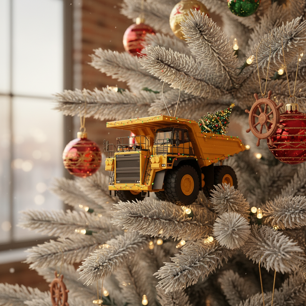 [2D FLAT ACRYLIC] Personalized Dump Truck Christmas Ornament | Custom Name Holiday Decor & Trucker Gift