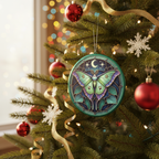 [2D FLAT ACRYLIC] Exquisite Luna Moth Stained Glass Style Ornament – Real Glass Holiday Decor