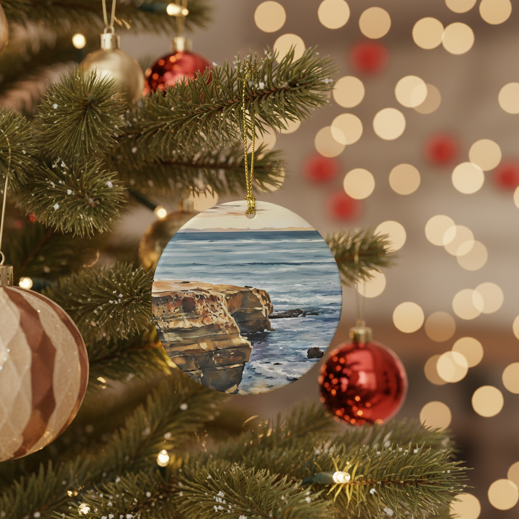 [2D FLAT ACRYLIC] Sunset Cliffs San Diego Ornament – Porcelain Travel Souvenir & Keepsake Gift