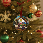 [2D FLAT ACRYLIC] Personalized Nativity Scene Christmas Ornament – Religious Holy Family Gift