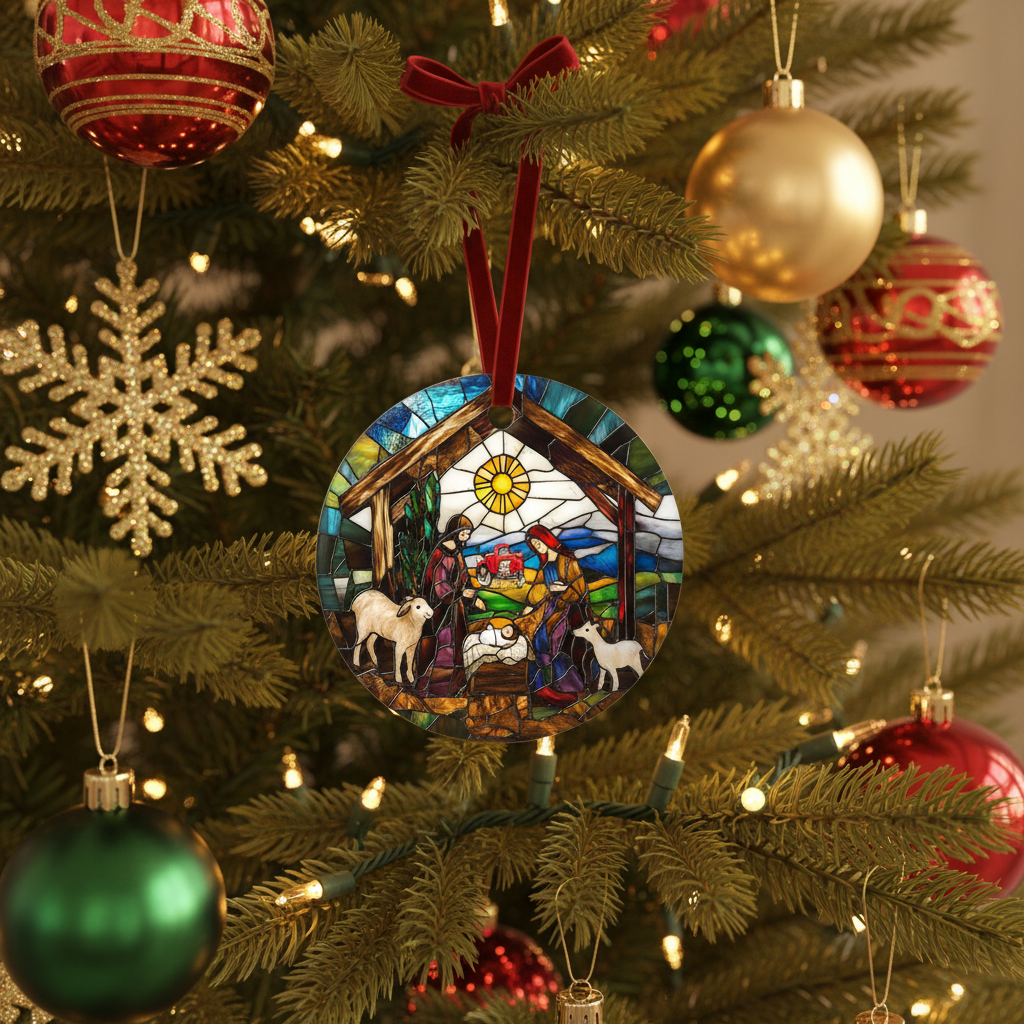 [2D FLAT ACRYLIC] Personalized Nativity Scene Christmas Ornament – Religious Holy Family Gift