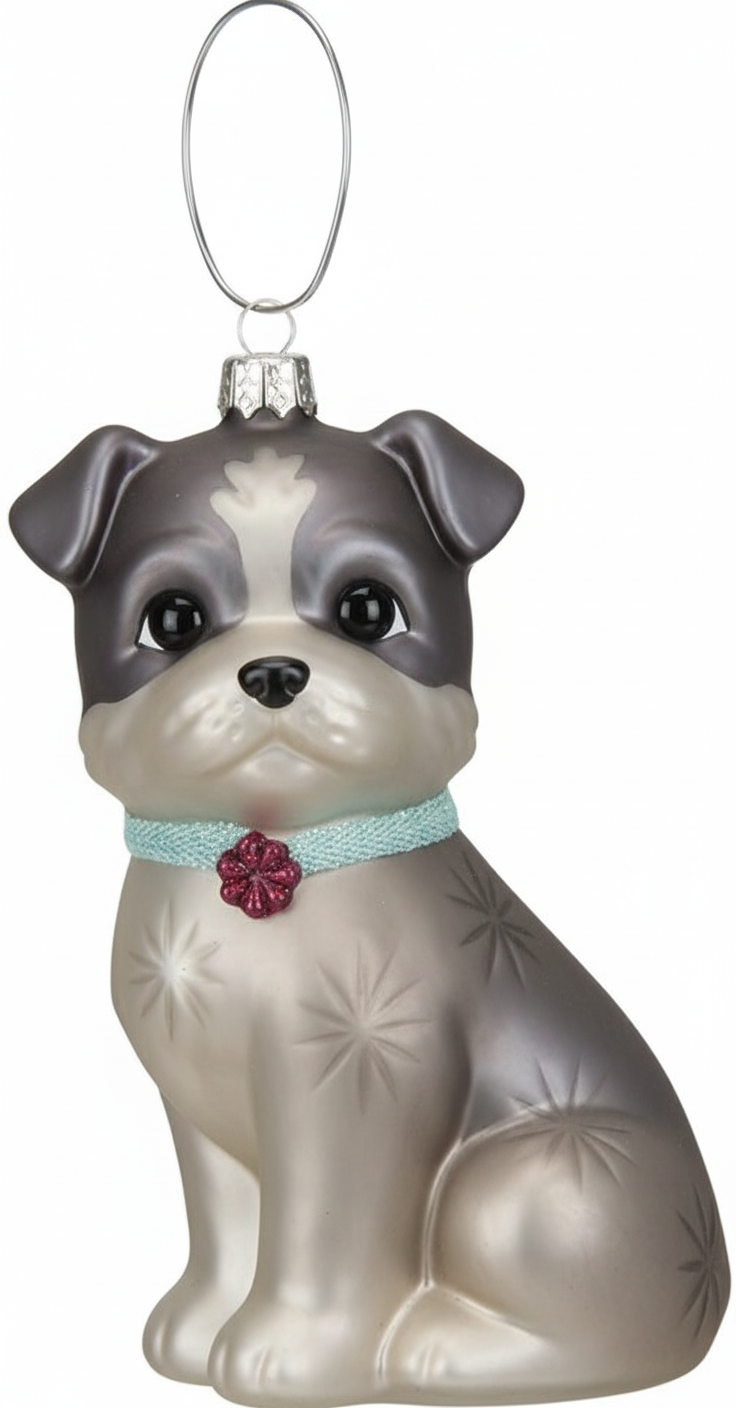 [2D FLAT ACRYLIC] Cairn Terrier Glass Christmas Ornament | Hand-Blown Holiday Tree Decor