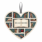 [2D FLAT ACRYLIC] Heart-Shaped Bookshelf Ornament – Christmas Gift for Book Lovers & Readers
