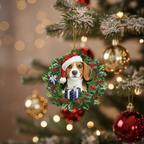 [2D FLAT ACRYLIC] Charming Beagle Dog Christmas Ornament – Festive Pet Lover Keepsake