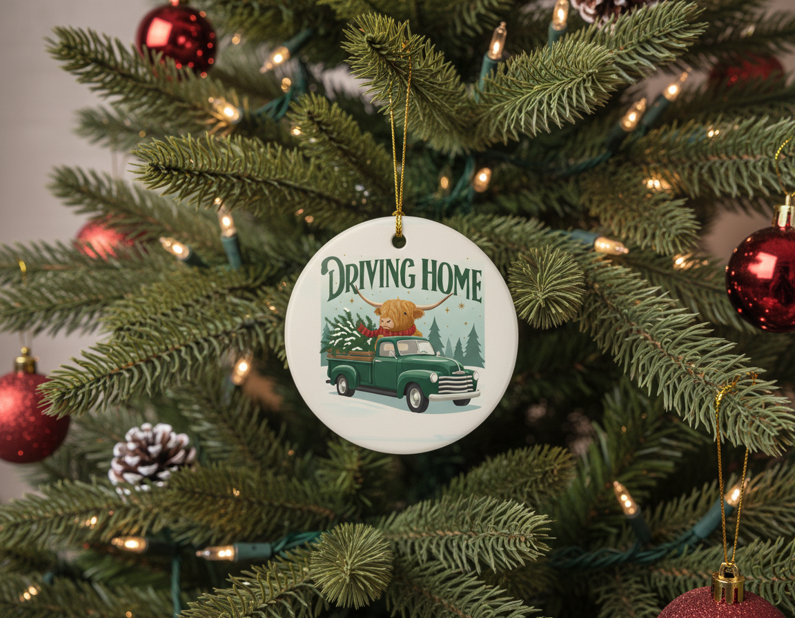 [2D FLAT ACRYLIC] Personalized Driving Home For Christmas Ornament | Custom Trucker Gift & Holiday Decor