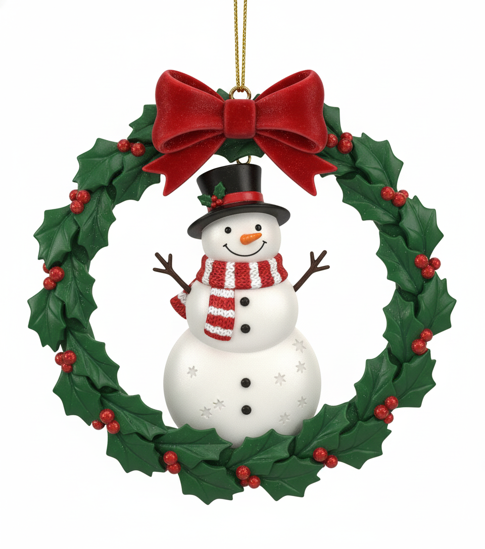 [2D FLAT ACRYLIC] Rotatable Christmas Wreath Ornament 2025 – Metal Holiday Keepsake Gift