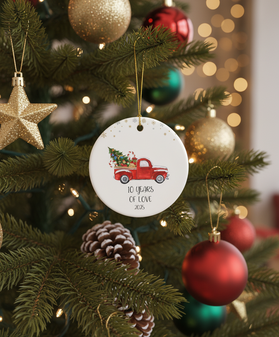 [2D FLAT ACRYLIC] 10th Wedding Anniversary Ornament 2025 – Tin Anniversary Gift for Couples