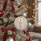 [2D FLAT ACRYLIC] Blessed Virgin Mary Ceramic Ornament – Catholic Christmas Keepsake Gift