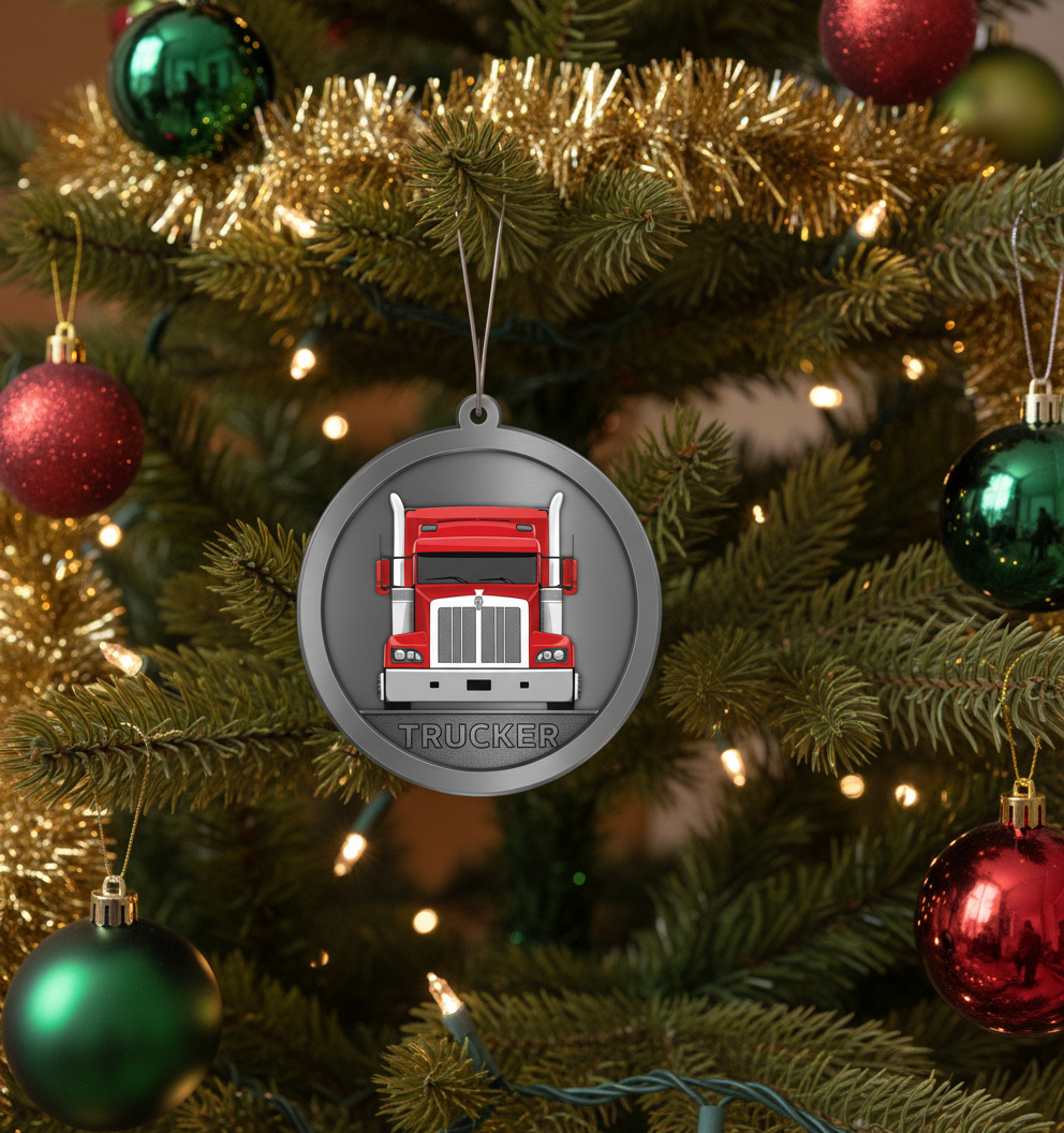 [2D FLAT ACRYLIC] Truck Driver Christmas Ornament | Keepsake Trucker Gift for Holiday Decor