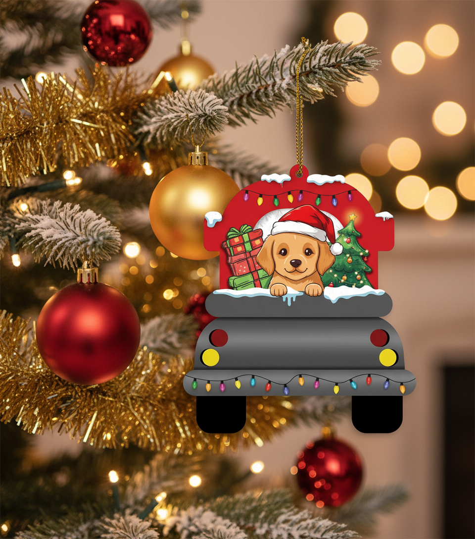 [2D FLAT ACRYLIC] Charming Pitbull Dog Christmas Ornament | Holiday Keepsake & Dog Lover Gift