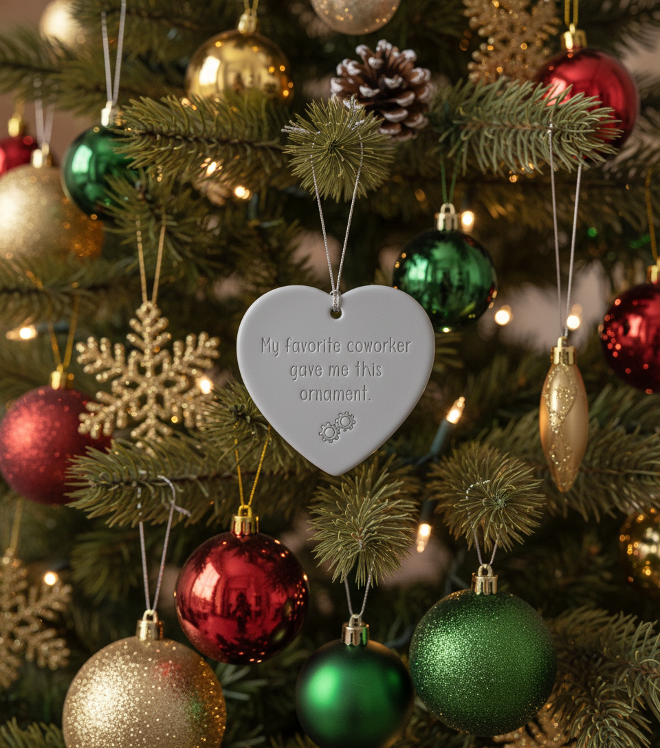 [2D FLAT ACRYLIC] Funny Coworker Gift Ornament – Heart-Shaped Ceramic Keepsake for Work Friends