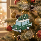 [2D FLAT ACRYLIC] Hallmark Christmas Ornament – Red Pickup Truck with Tree Design, Festive Holiday Decoration & Gift Idea (0001HGO3102)