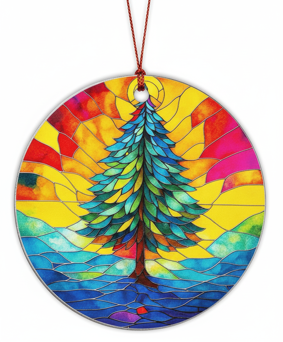 [2D FLAT ACRYLIC] Rainbow Tree Suncatcher Ornament 2025 – Colorful Christmas Keepsake Gift